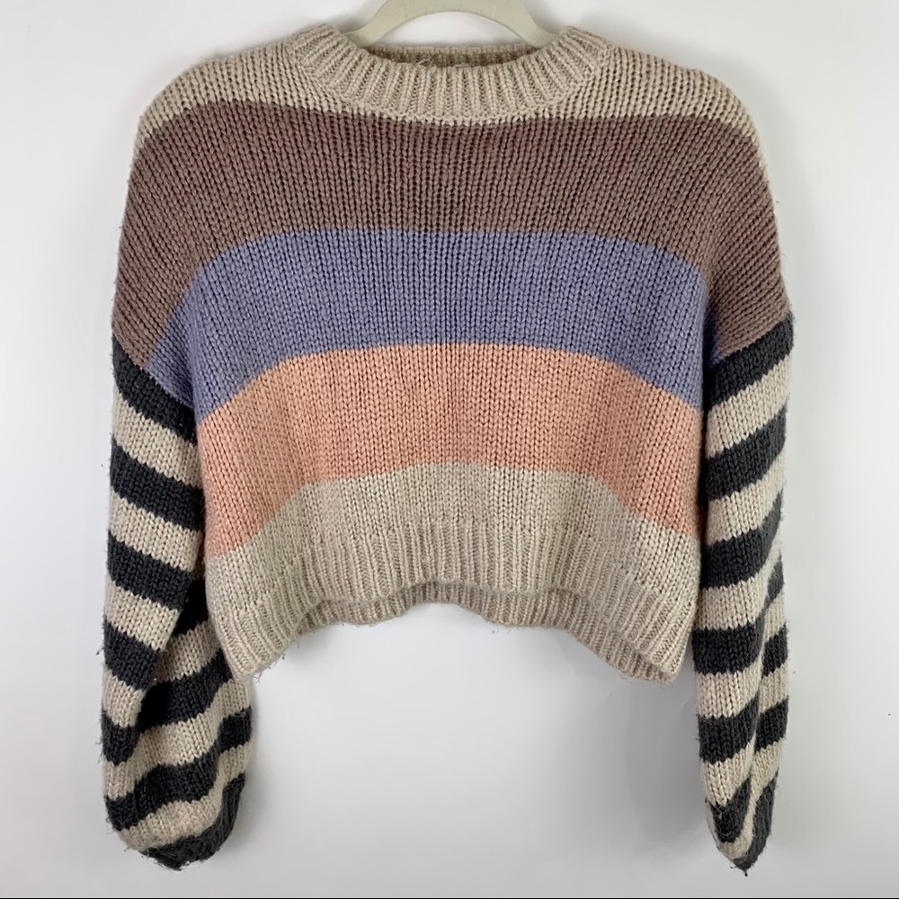 thick stripped color block sweater